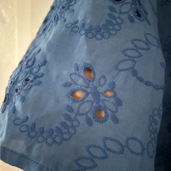 NWT World Market Blue Eyelet Embroidered Kimono - Picture 8 of 10